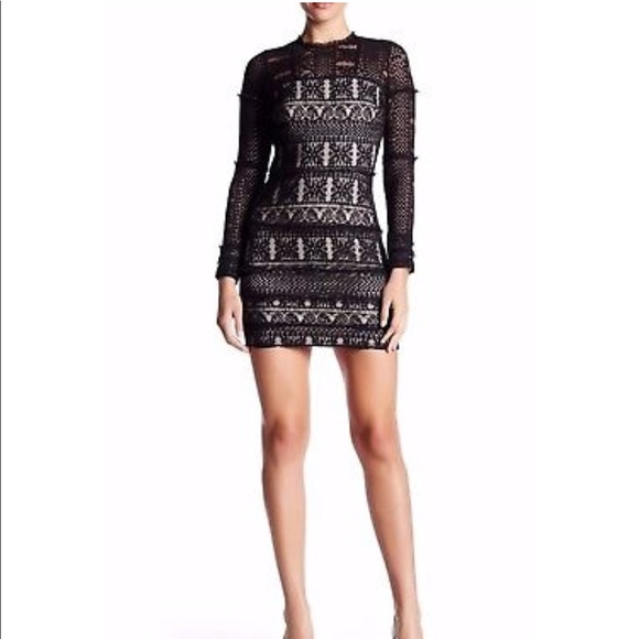 Parker Dresses & Skirts - Parker Black Lace and Nude Ruffle Contrast Dress